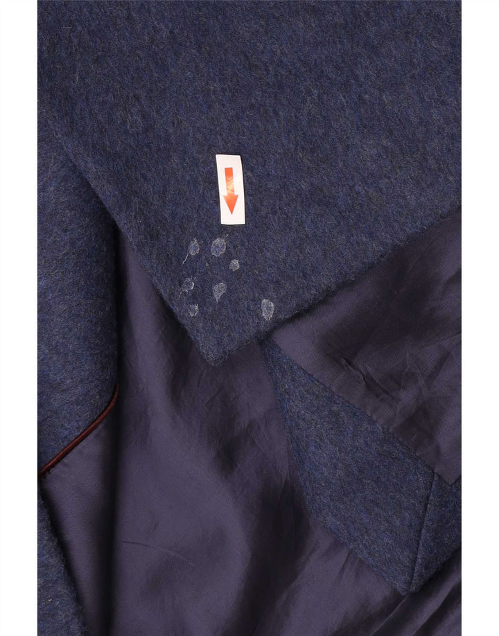 Jigsaw Womens Double Breasted Coat UK 10 Small Navy Blue Wool