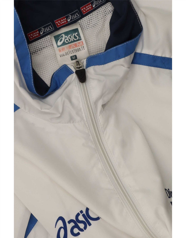 Asics Mens Graphic Tracksuit Top Jacket Medium White Colourblock Polyester