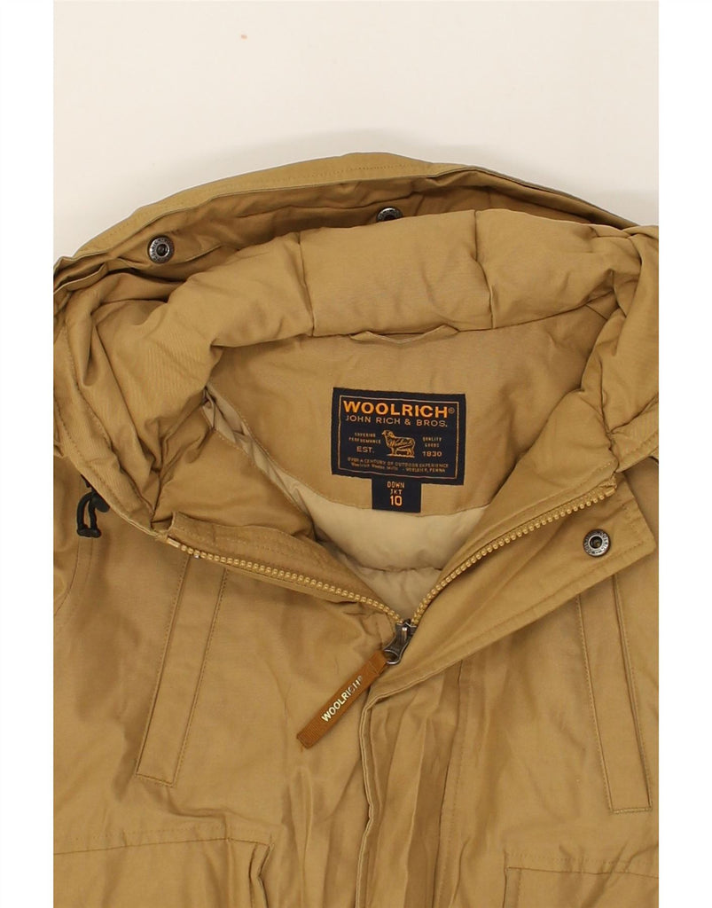 WOOLRICH Boys Hooded Bomber Padded Jacket 9-10 Years Brown | Vintage Woolrich | Thrift | Second-Hand Woolrich | Used Clothing | Messina Hembry 