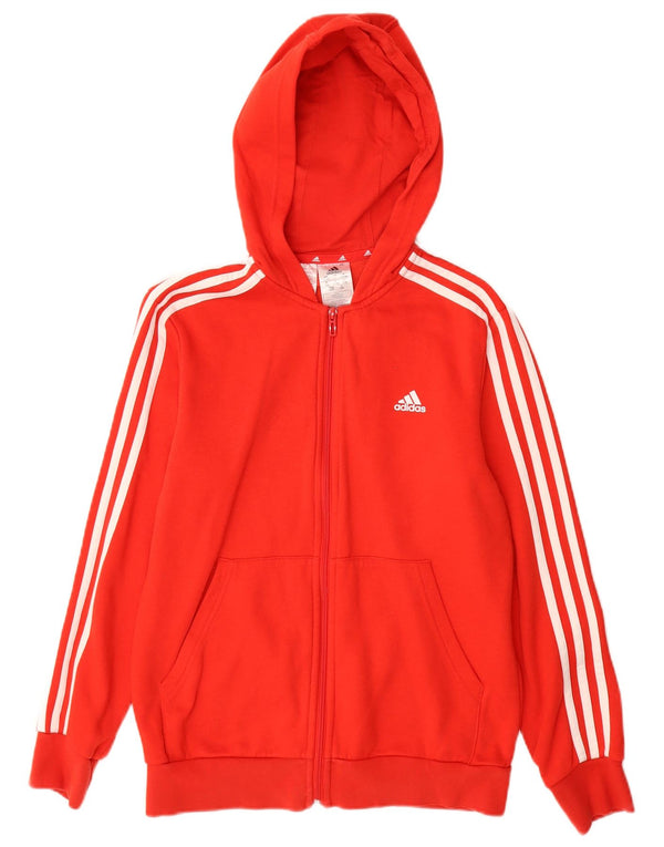 Adidas Boys Zip Hoodie Sweater 13-14 Years Red Cotton