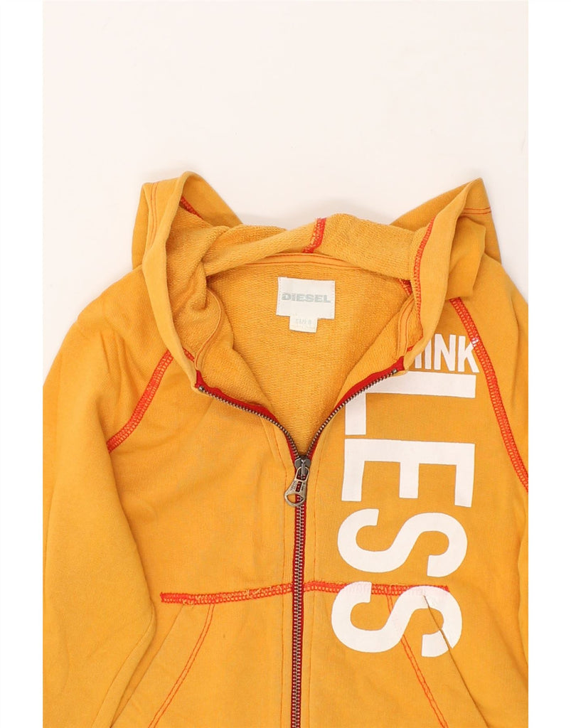 DIESEL Boys Graphic Zip Hoodie Sweater 7-8 Years Yellow Cotton | Vintage Diesel | Thrift | Second-Hand Diesel | Used Clothing | Messina Hembry 