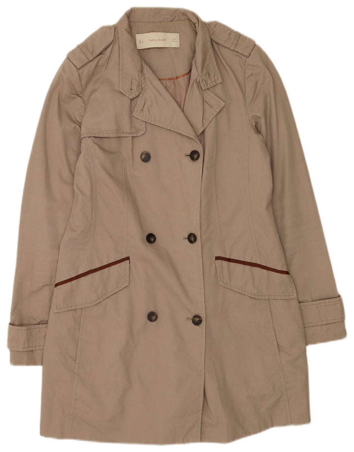 Zara Womens Trench Coat UK 10 Small Beige Cotton