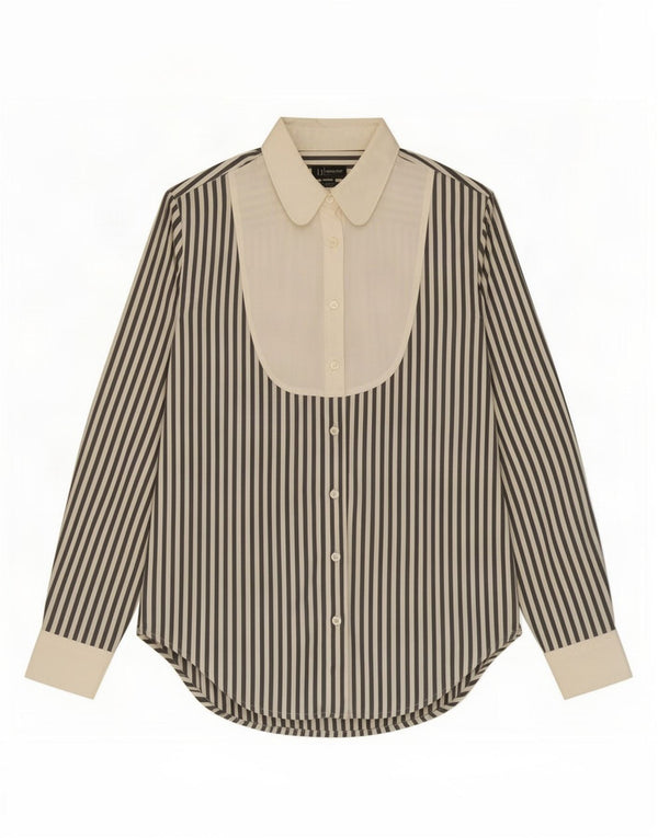 Armani Jeans Womens Shirt UK 10 Small White Pinstripe Cotton