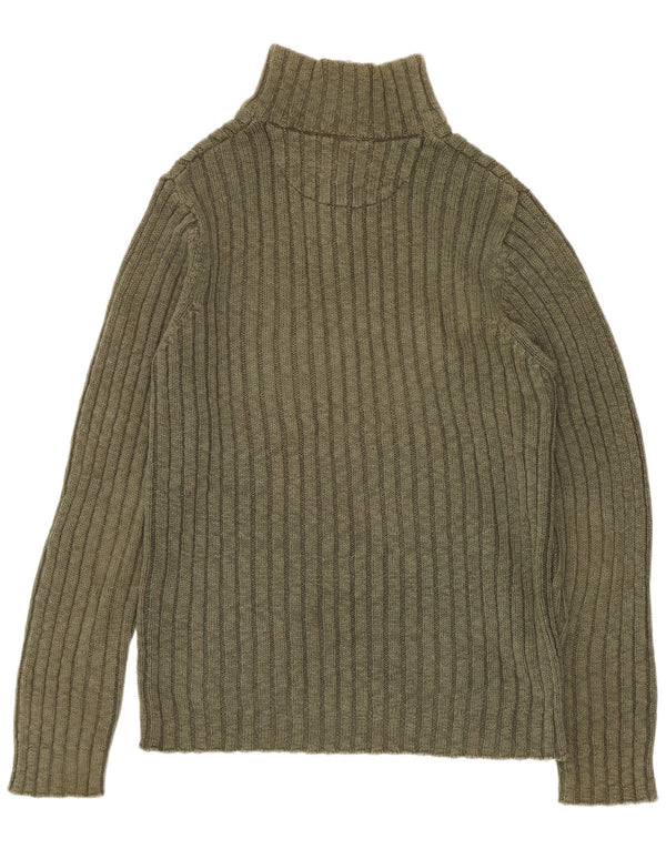 Marlboro Classics Mens Zip Neck Jumper Sweater Large Khaki Cotton