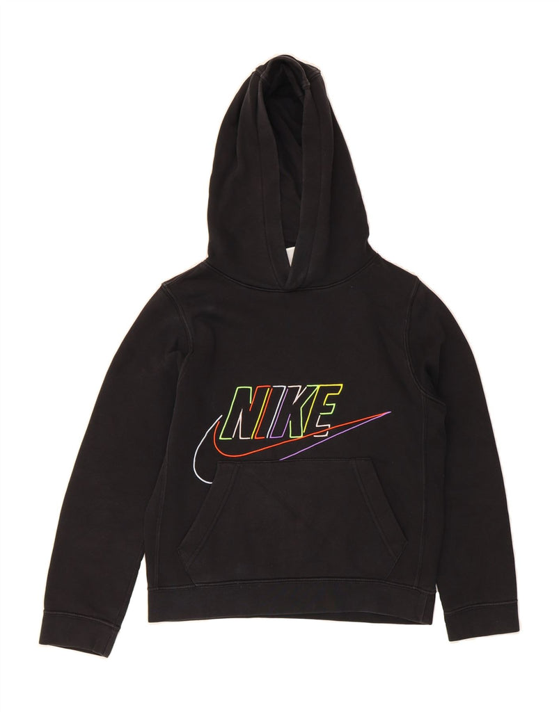 NIKE Boys Graphic Hoodie Jumper 10-11 Years Medium Black Cotton Vintage Nike and Second-Hand Nike from Messina Hembry 