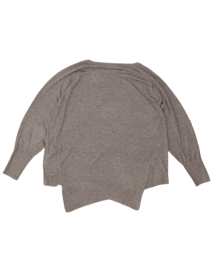 Zara Womens Loose Fit Boat Neck Jumper Sweater UK 10 Small Grey Viscose