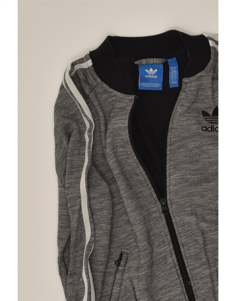 ADIDAS Womens Graphic Tracksuit Top Jacket UK 10 Small  Grey Cotton | Vintage Adidas | Thrift | Second-Hand Adidas | Used Clothing | Messina Hembry 