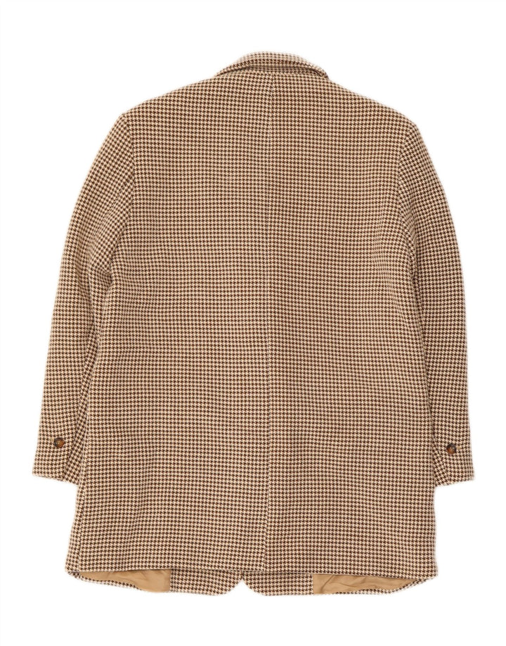 Zara Womens 2 Button Oversized Blazer Jacket UK 6 XS Beige Houndstooth