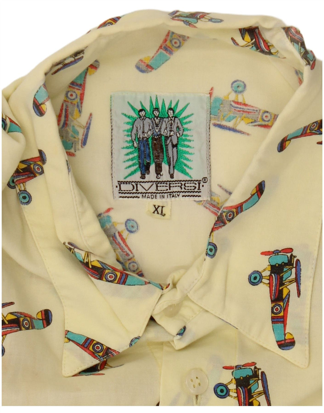 Vintage Mens Graphic Short Sleeve Shirt XL Yellow