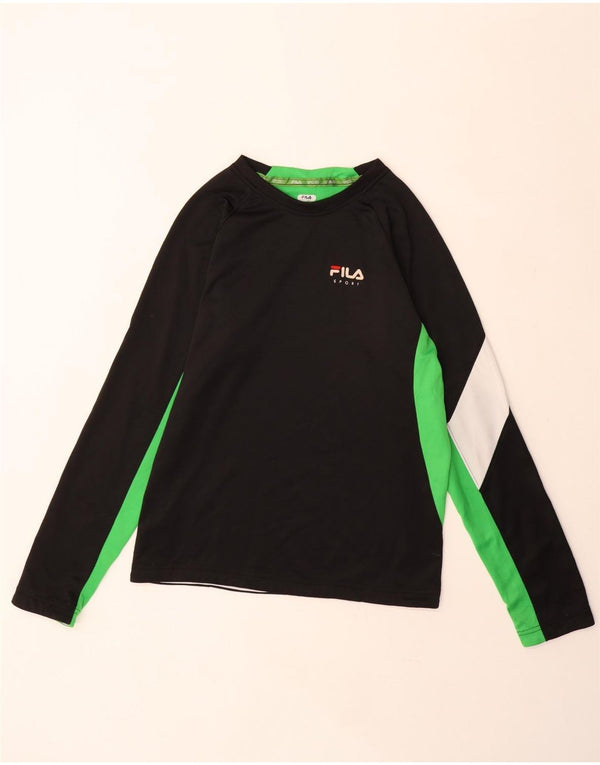 Fila Boys Top Long Sleeve 13-14 Years XL Black Colourblock Polyester Sports