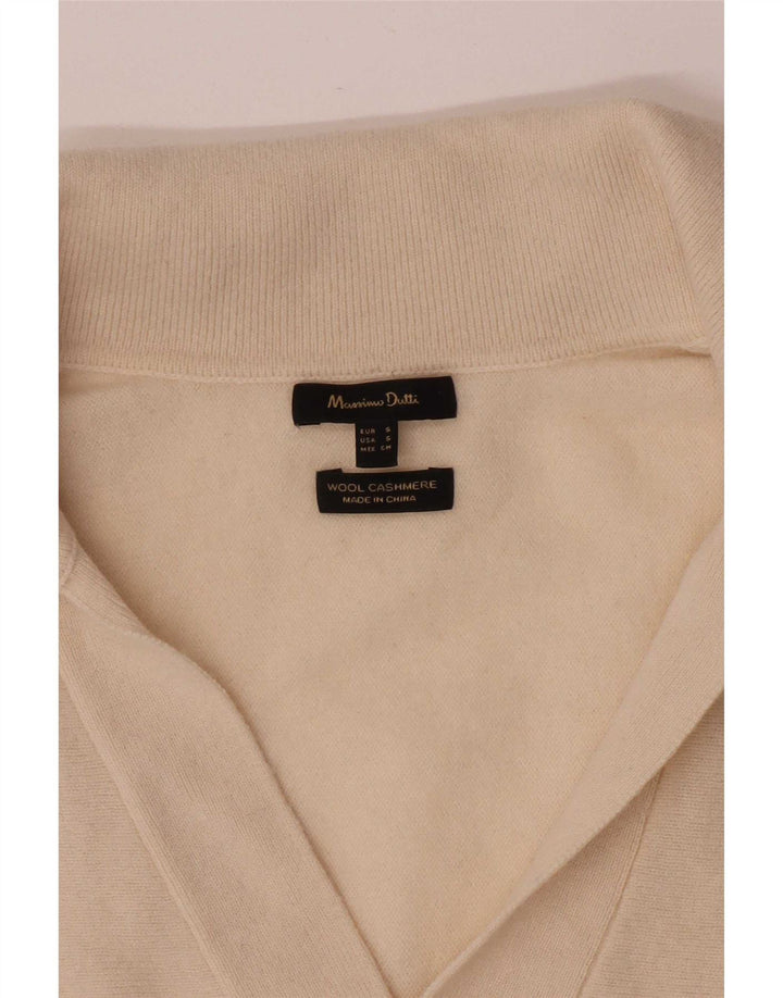 Massimo Dutti Womens Polo Neck Jumper Sweater UK 10 Small Off White