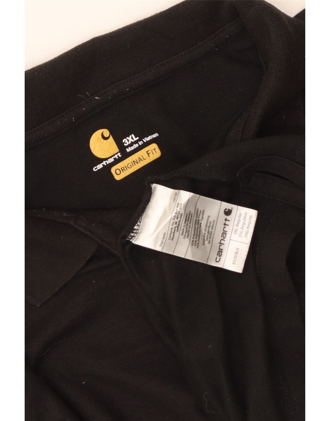 CARHARTT Mens Original Fit Polo Shirt 3XL Black Polyester
