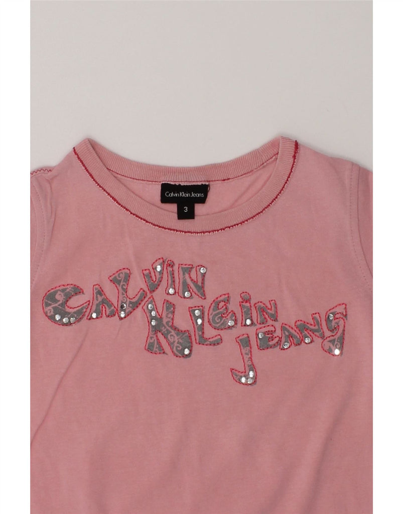 CALVIN KLEIN Girls Graphic T-Shirt Top 2-3 Years Pink Cotton | Vintage Calvin Klein | Thrift | Second-Hand Calvin Klein | Used Clothing | Messina Hembry 