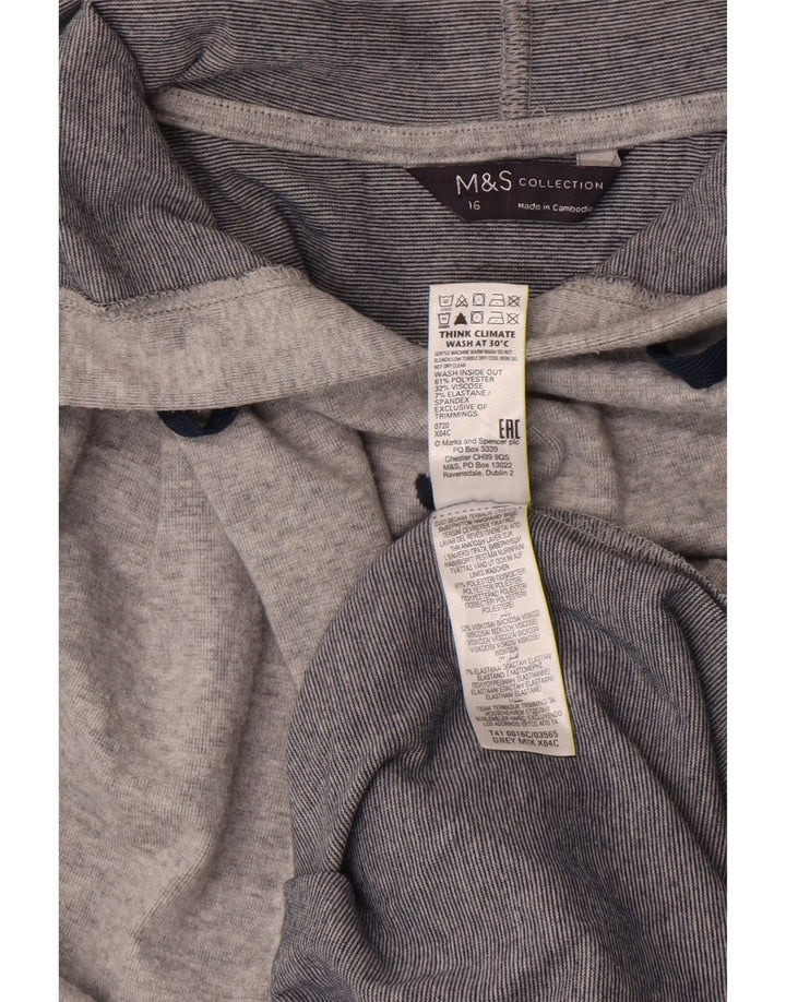 Marks & Spencer Womens Graphic Oversized Hoodie Jumper UK 16 Large Grey