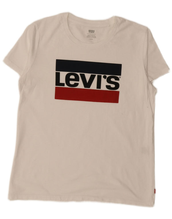 Levi's Womens Graphic T-Shirt Top UK 14 Medium White