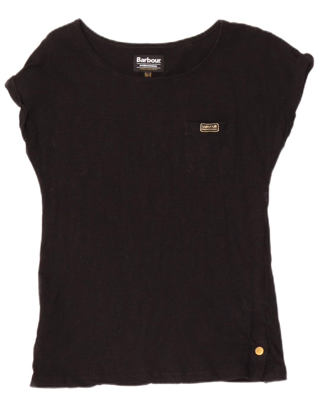 Barbour Womens T-Shirt Top UK 8 Small Black Cotton