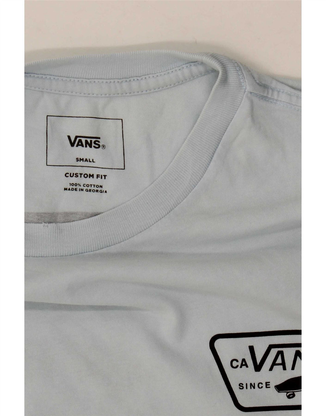 Vans Mens Custom Fit Graphic T-Shirt Top Small Blue Cotton