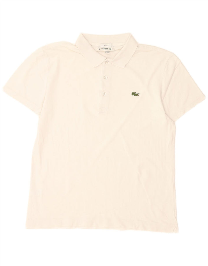 Lacoste Mens Slim Fit Polo Shirt Size 4 Medium White Cotton