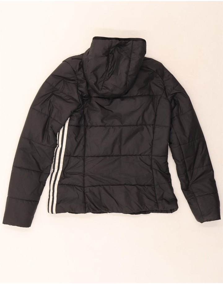 ADIDAS Womens Hooded Padded Jacket UK 14 Medium  Black Polyester