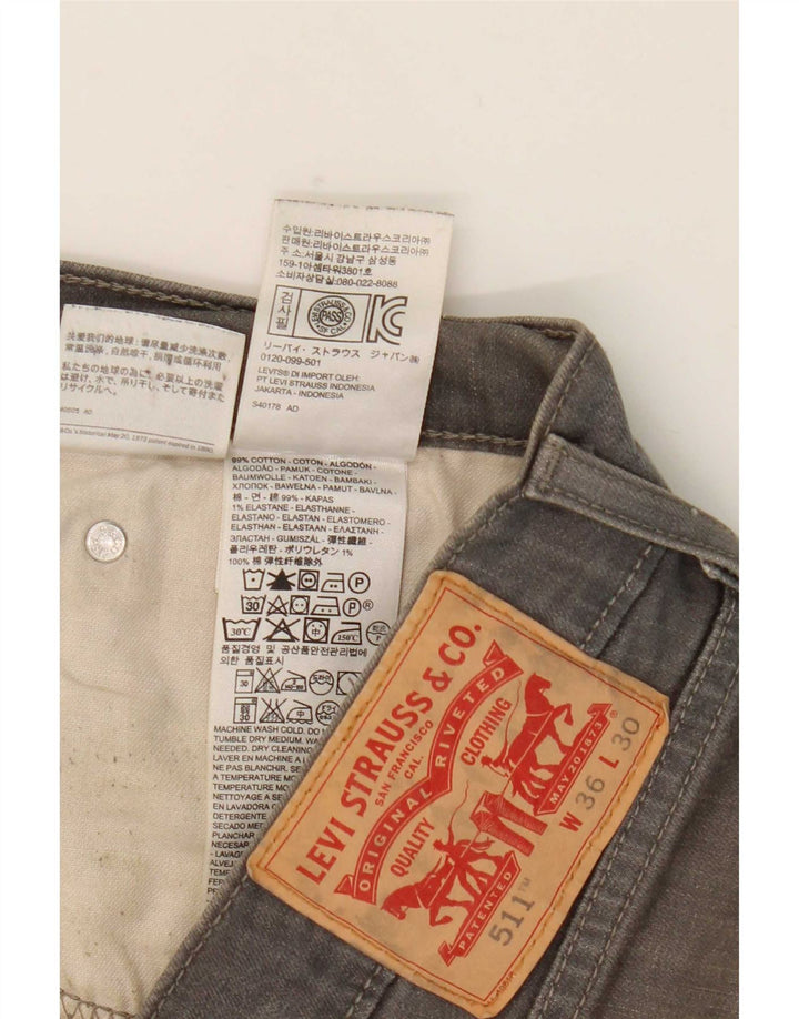 Levi's Mens 511 Cropped Slim Jeans W36 L25 Grey Cotton