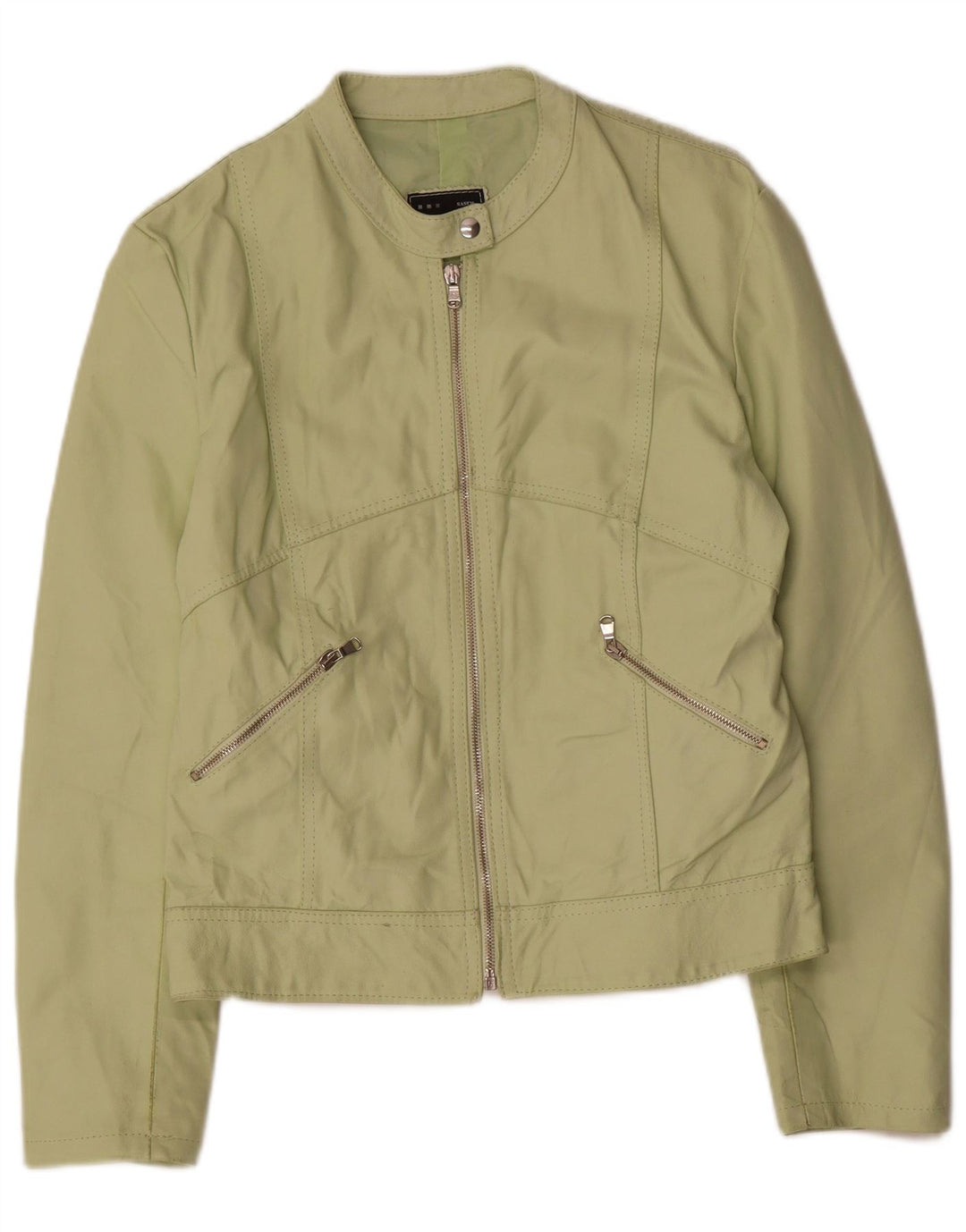 Sasch Womens Crop Leather Jacket UK 18 XL Green Leather