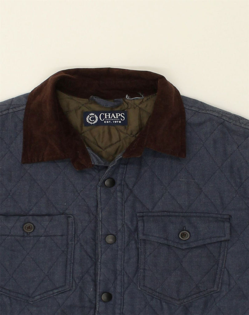 CHAPS Mens Quilted Jacket UK 38 Medium Navy Blue Polyester | Vintage Chaps | Thrift | Second-Hand Chaps | Used Clothing | Messina Hembry 