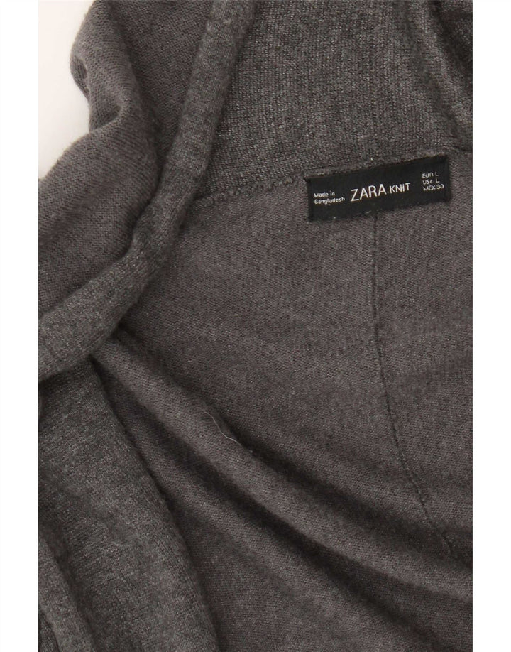 Zara Womens Open Cardigan Sweater UK 14 Large Grey
