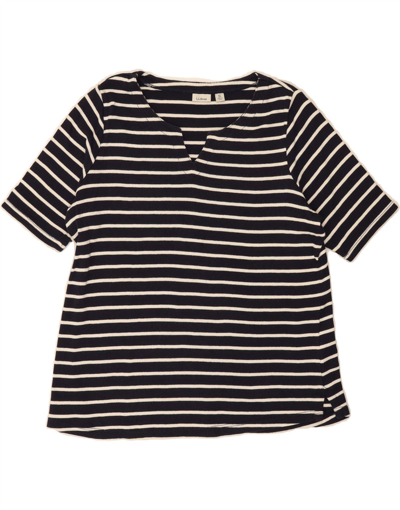 L.L.BEAN Womens T-Shirt Top UK 18 XL Navy Blue Striped Cotton Vintage L.L.Bean and Second-Hand L.L.Bean from Messina Hembry 