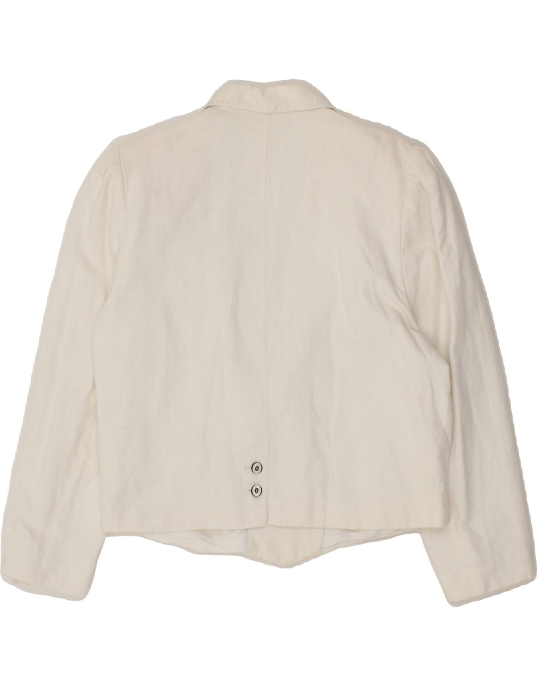 VINTAGE Womens Double Breasted Blazer Jacket UK 14 Large  White Cotton Vintage Vintage and Second-Hand Vintage from Messina Hembry 
