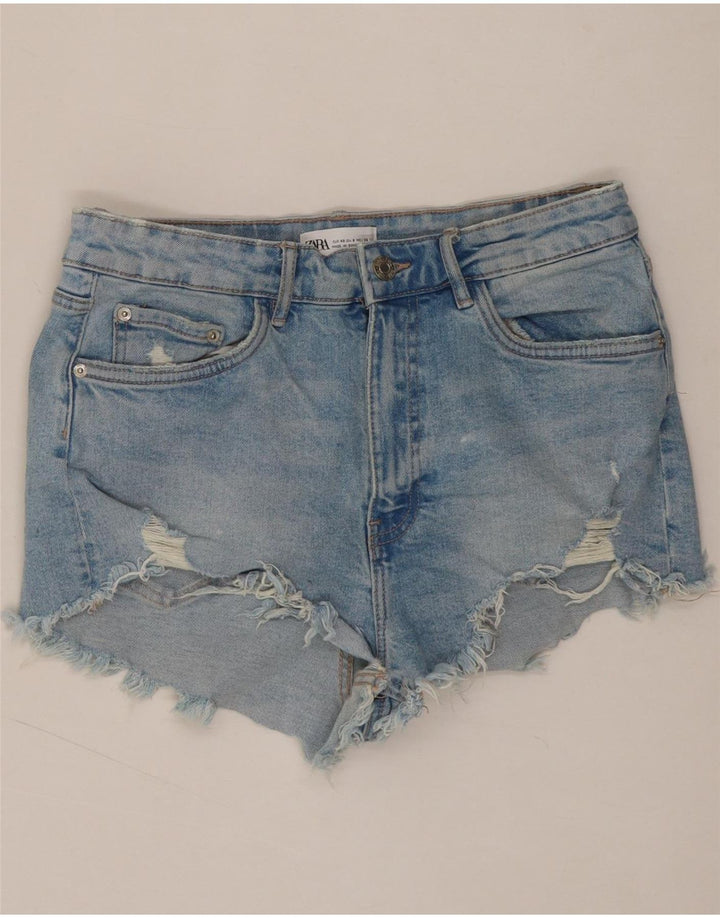 ZARA Womens Distressed Denim Shorts Medium W30 Blue Cotton Vintage Zara and Second-Hand Zara from Messina Hembry 