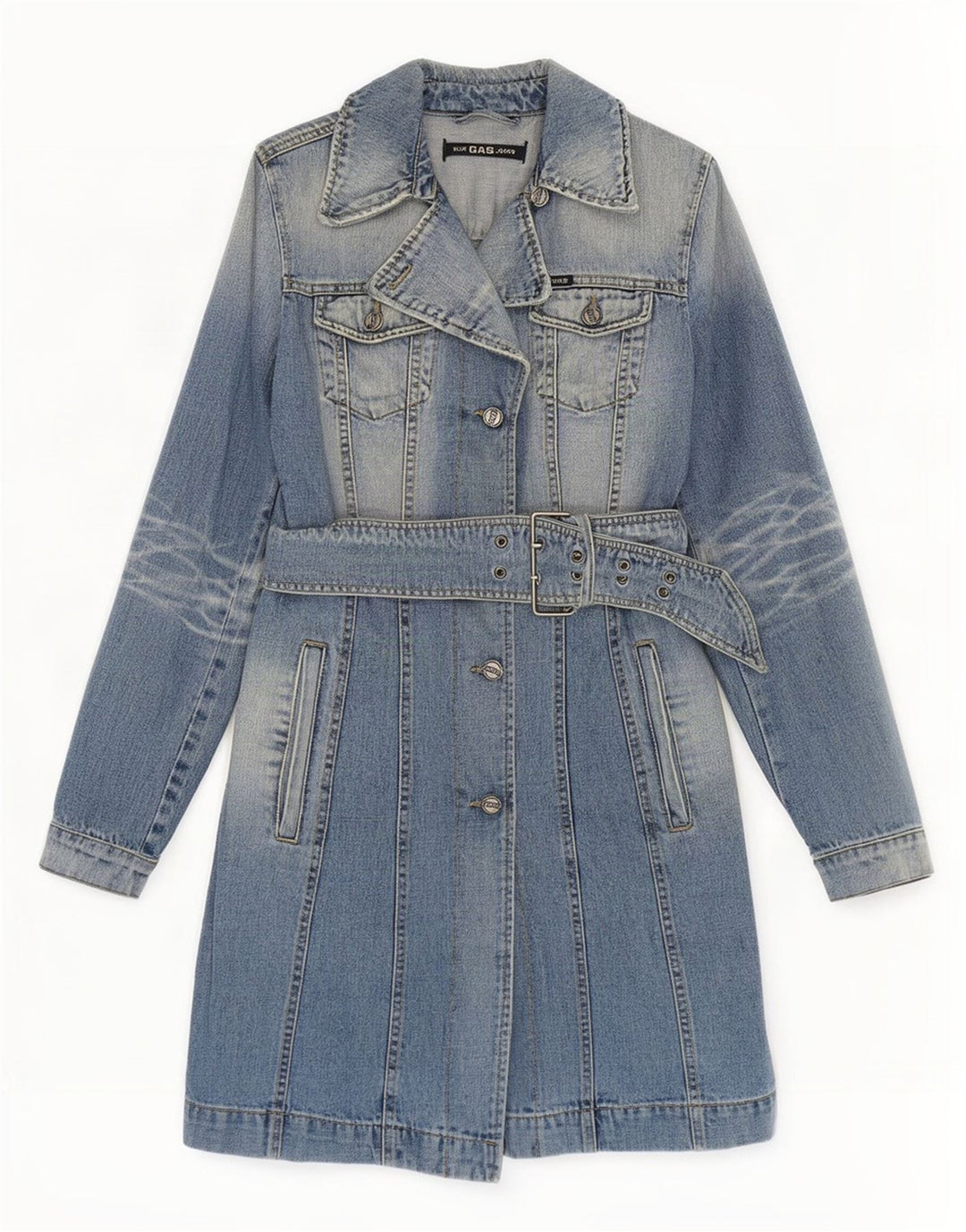 Gas Womens Denim Coat UK 10 Small Blue Cotton