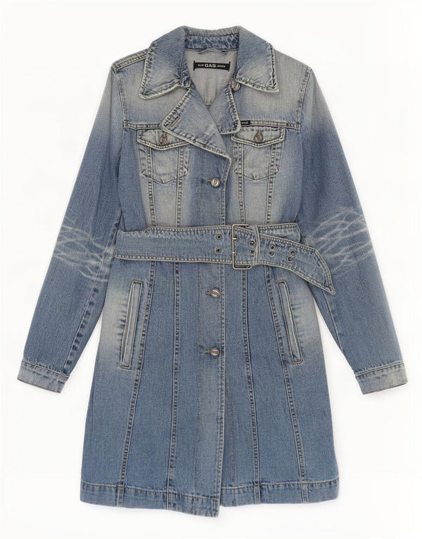 Gas Womens Denim Coat UK 10 Small Blue Cotton