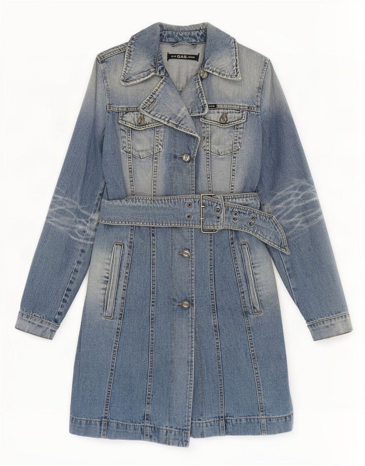Gas Womens Denim Coat UK 10 Small Blue Cotton