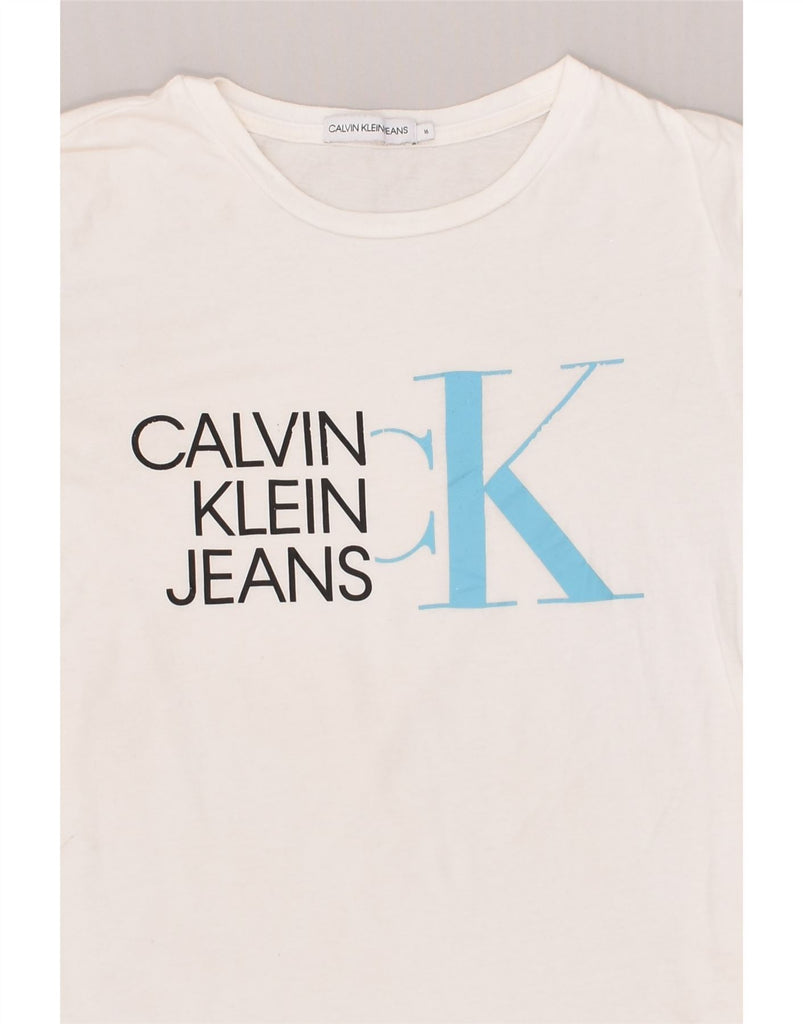 CALVIN KLEIN JEANS Girls Graphic T-Shirt Top 15-16 Years White Cotton | Vintage Calvin Klein Jeans | Thrift | Second-Hand Calvin Klein Jeans | Used Clothing | Messina Hembry 