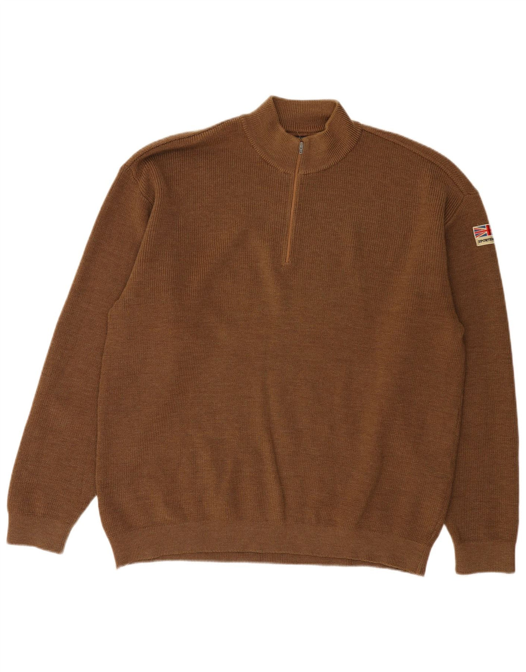 Amerigo Vespucci Mens Zip Neck Jumper Sweater XL Brown