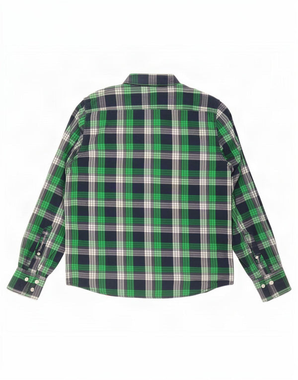 Superdry Mens Slim Fit Shirt XL Green Plaid Cotton