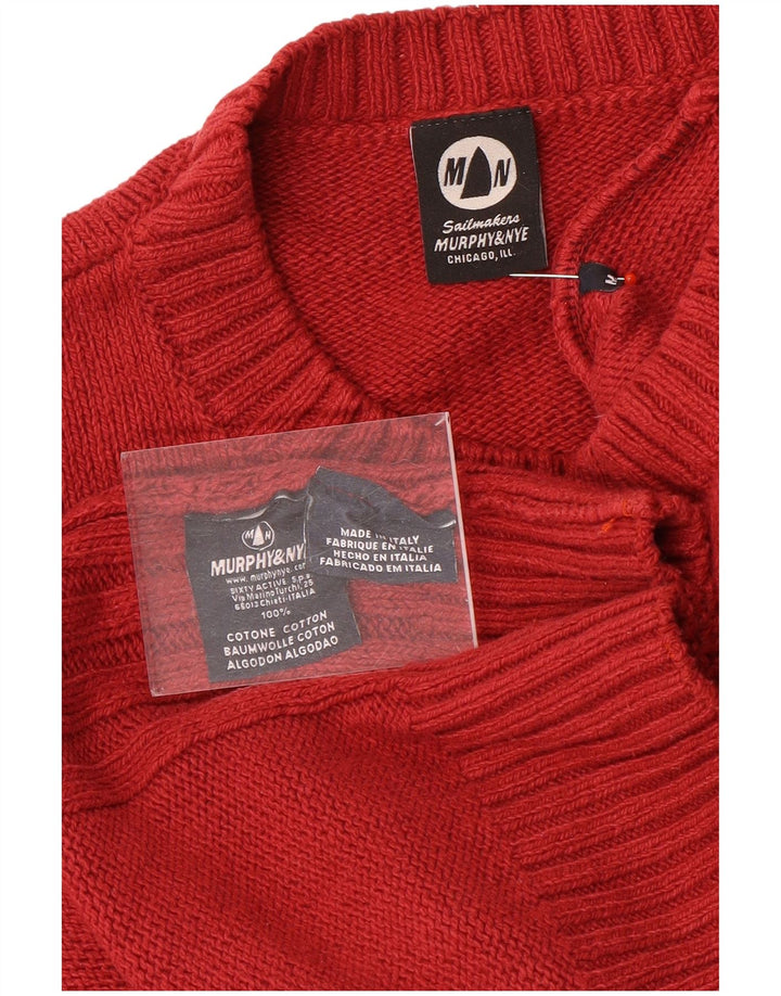 Murphy & Nye Mens Crew Neck Jumper Sweater Medium Red Cotton