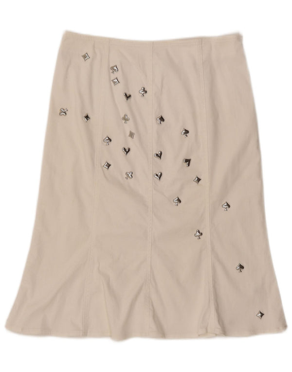 MOSCHINO Womens High Waist A-Line Skirt UK 14 W30 L23 White Cotton