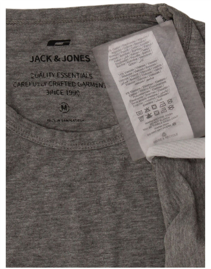 JACK & JONES Mens T-Shirt Top Medium Grey Flecked Cotton