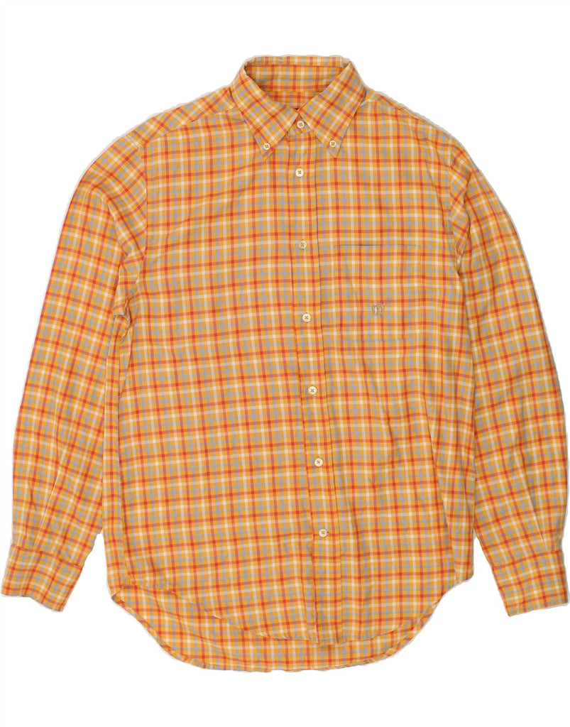 HENRY COTTONS Mens Shirt Size 39 Medium Yellow Check Cotton | Vintage Henry Cottons | Thrift | Second-Hand Henry Cottons | Used Clothing | Messina Hembry 