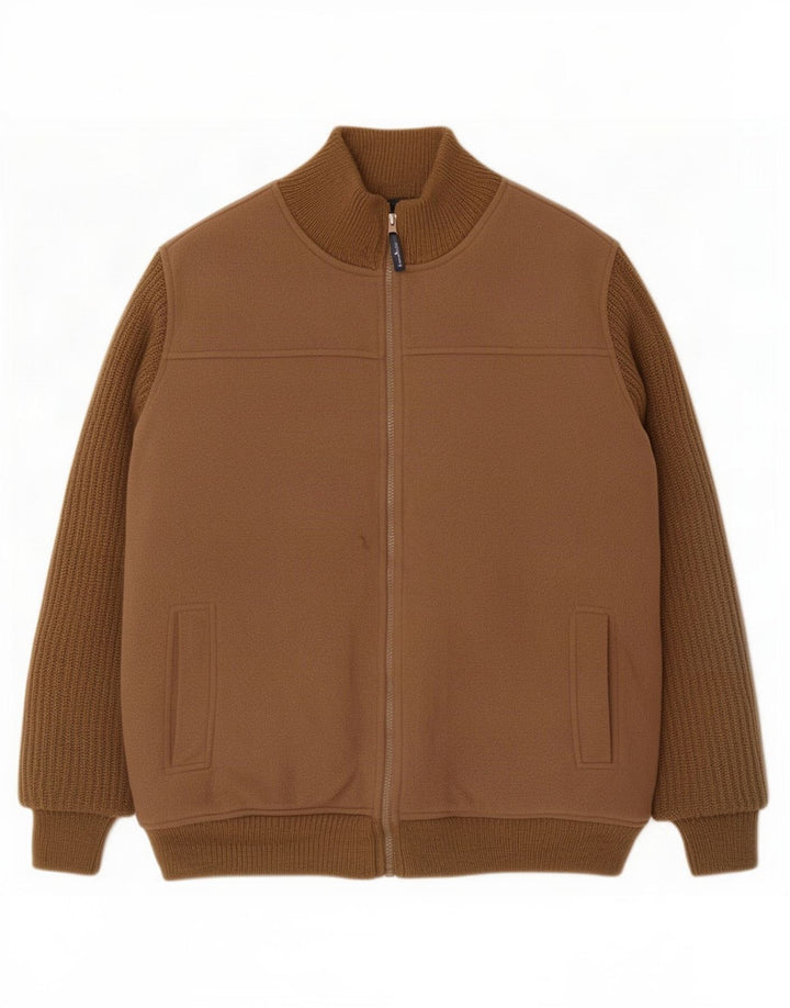James Pringle Mens Bomber Jacket UK 38 Medium Brown Polyester