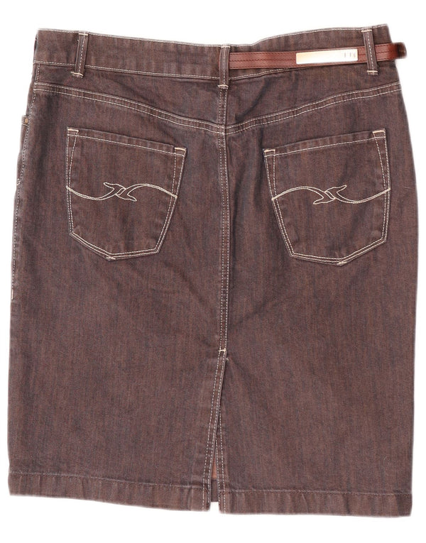 Trussardi Womens Denim Skirt IT 46 Large W34 Brown Cotton