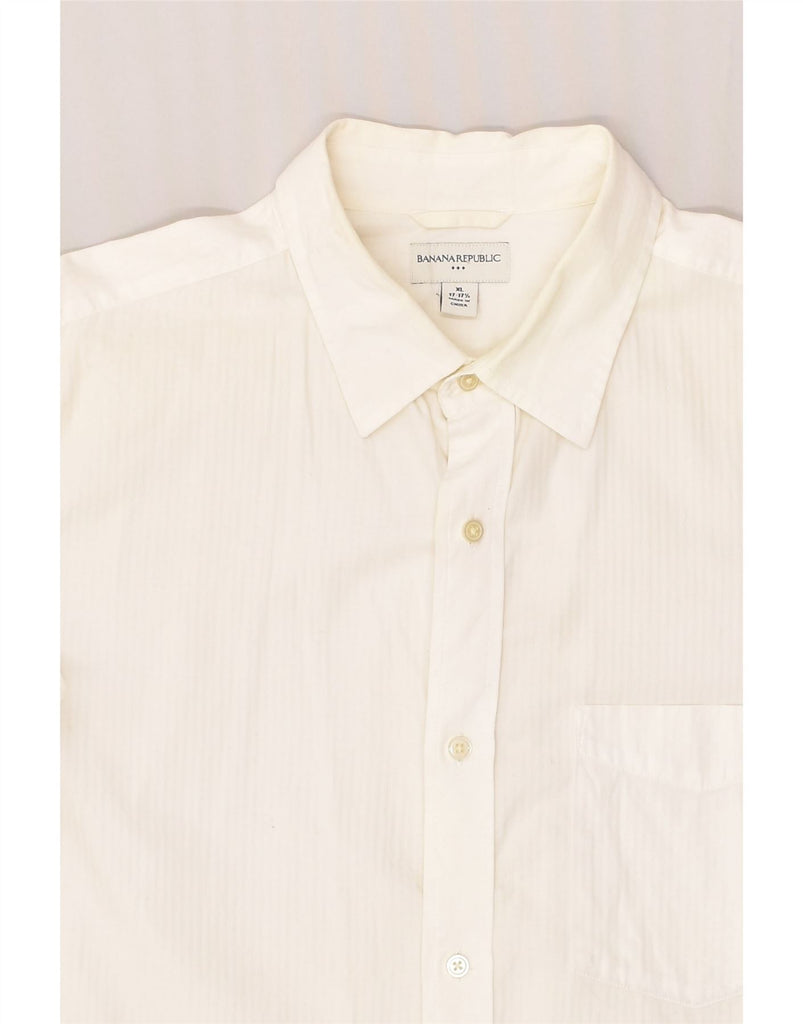 BANANA REPUBLIC Mens Short Sleeve Shirt Size 17 17 1/2 XL White Pinstripe | Vintage Banana Republic | Thrift | Second-Hand Banana Republic | Used Clothing | Messina Hembry 