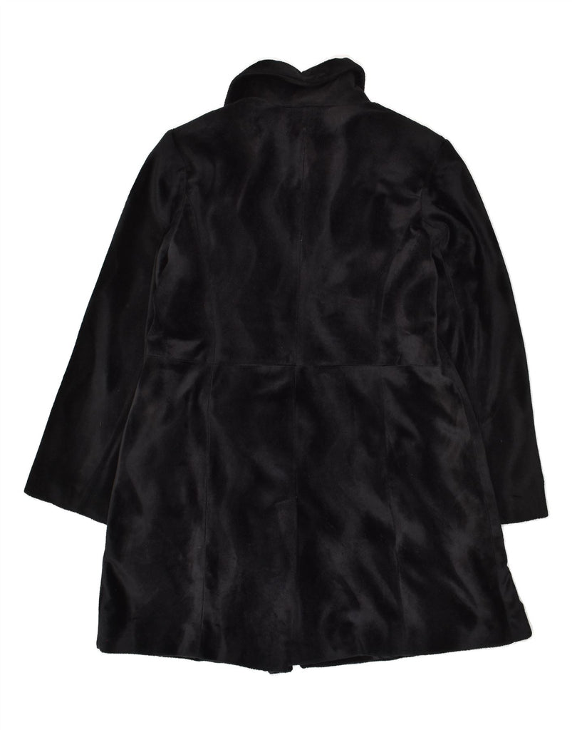 DREAM Womens Faux Fur Double Breasted Coat UK 14 Medium Black Polyester | Vintage Dream | Thrift | Second-Hand Dream | Used Clothing | Messina Hembry 