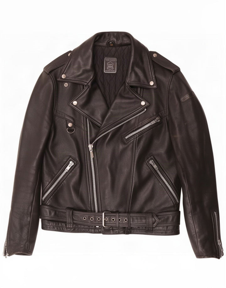 Hein Gericke Mens Leather Biker Jacket Size 54 XL Black