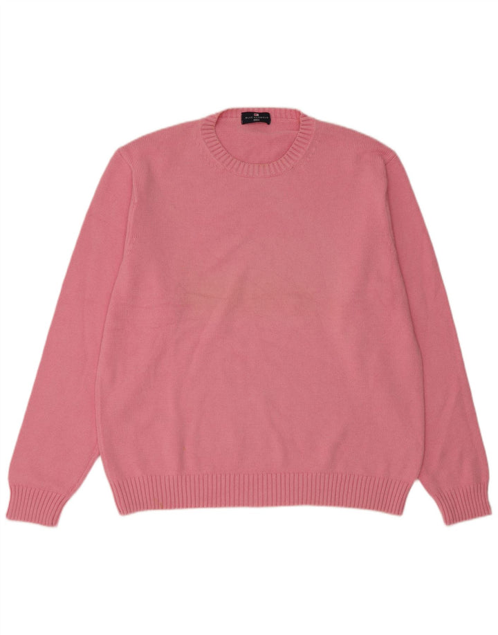 Marks & Spencer Mens Blue Harbour Crew Neck Jumper Sweater Large Pink
