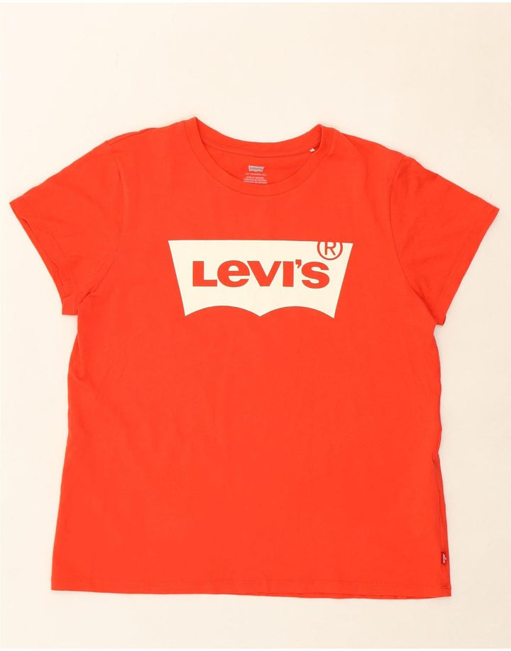 LEVI'S Womens Graphic T-Shirt Top UK 16 Large Red Cotton Vintage Levi's and Second-Hand Levi's from Messina Hembry 