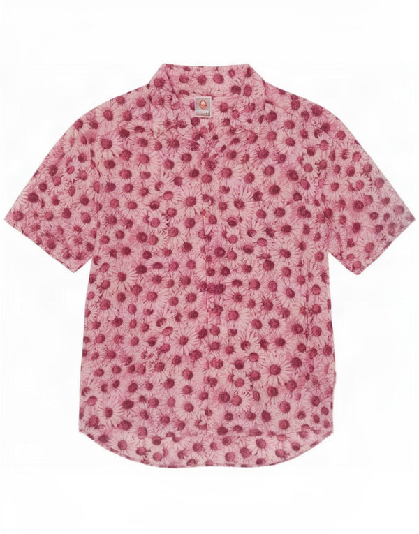 Stefanel Womens Short Sleeve Shirt Blouse UK 18 XL Pink Floral