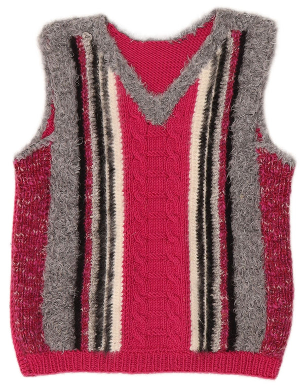 Vintage Womens Vest Tank Top UK 10 Small Pink Colourblock