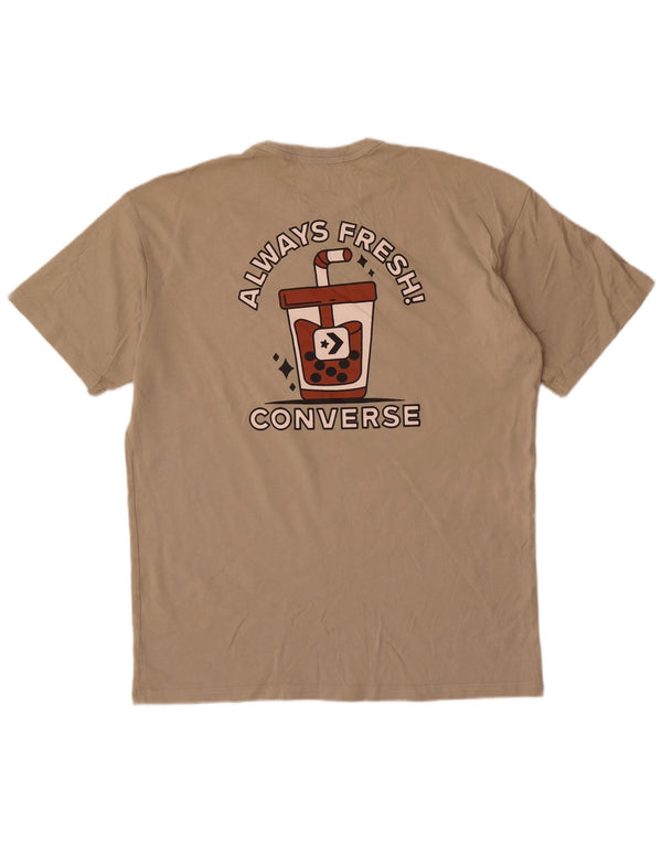 Converse Mens Graphic T-Shirt Top Large Beige Cotton